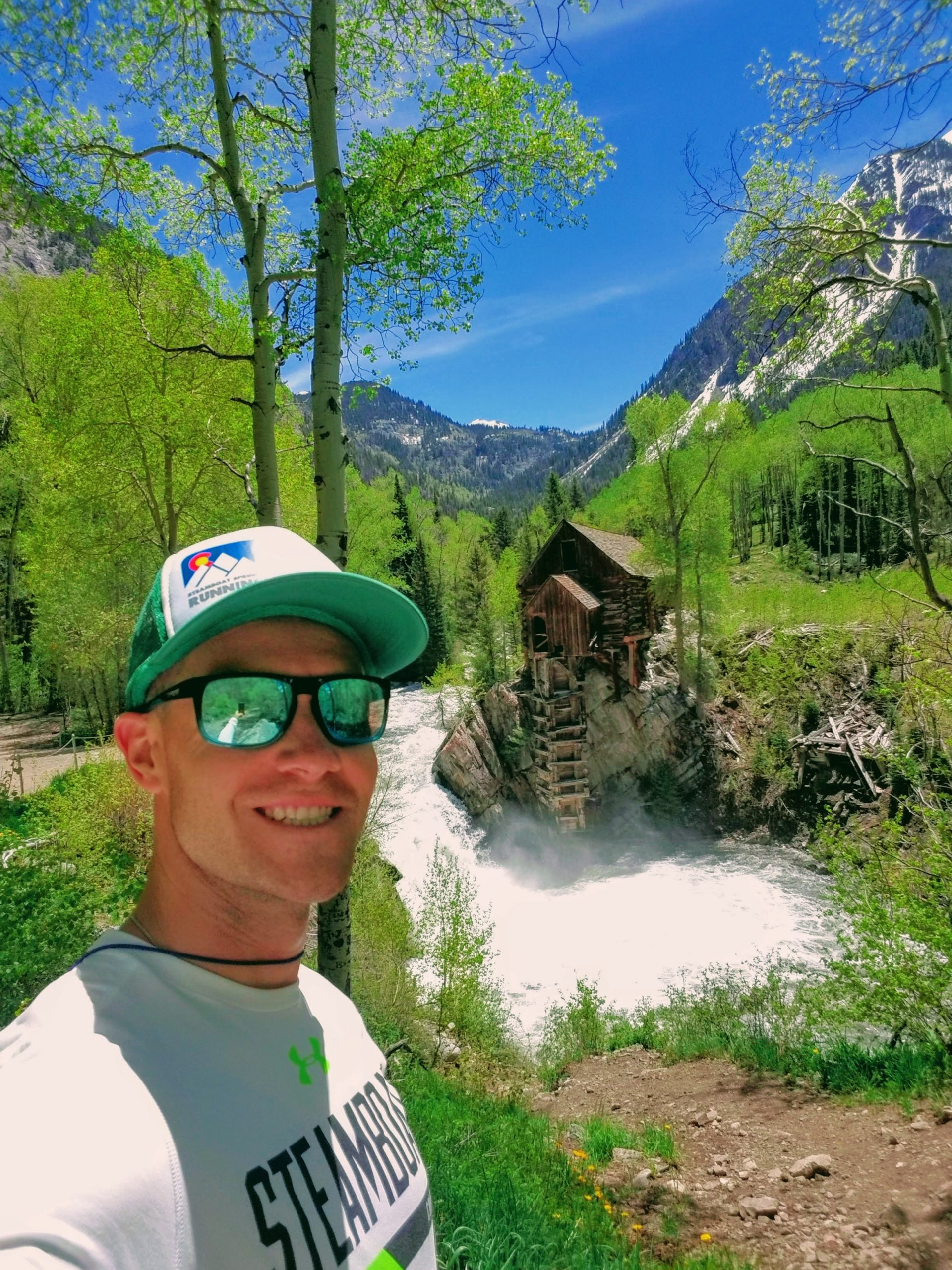 Me, taking a selfie in front of the river that flows in front of Crystal Mill
