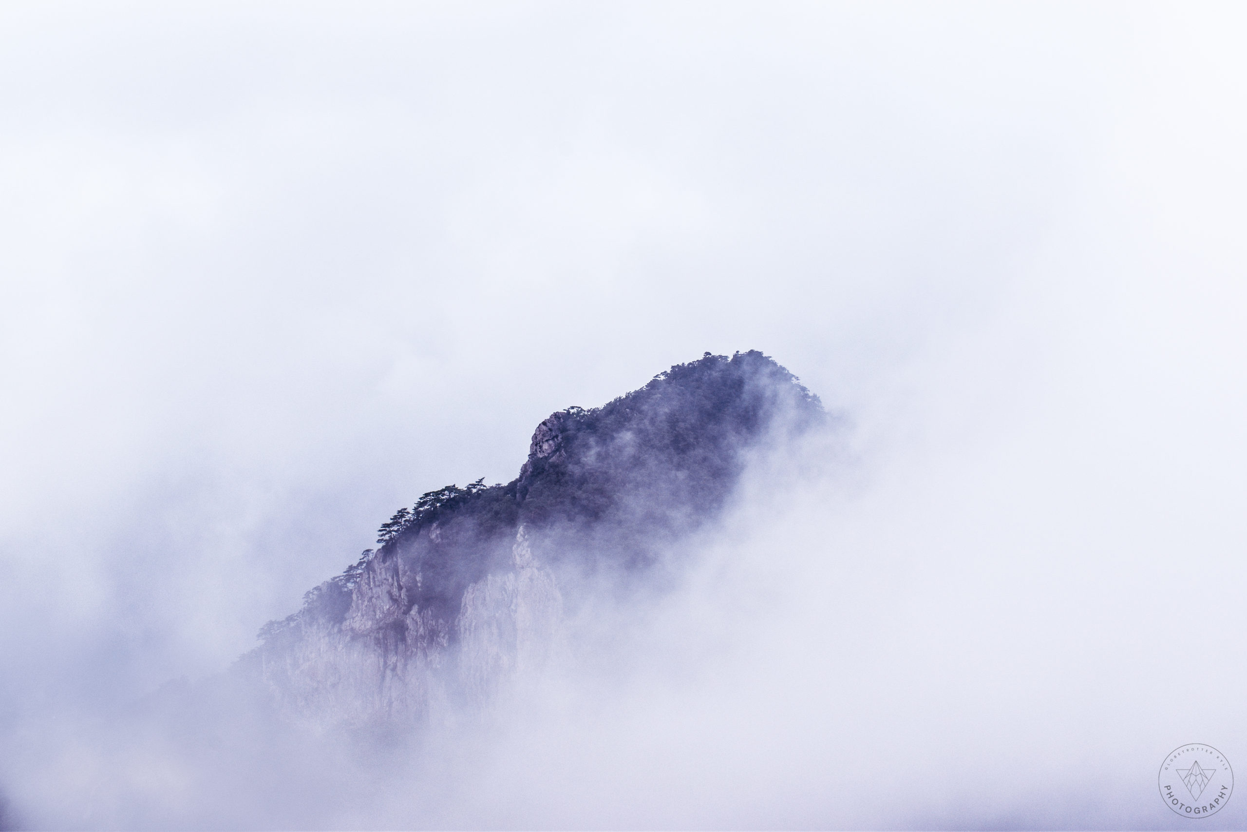cloudy, misty, mountain, silhouette, korea, rocks, cliffs, rock face