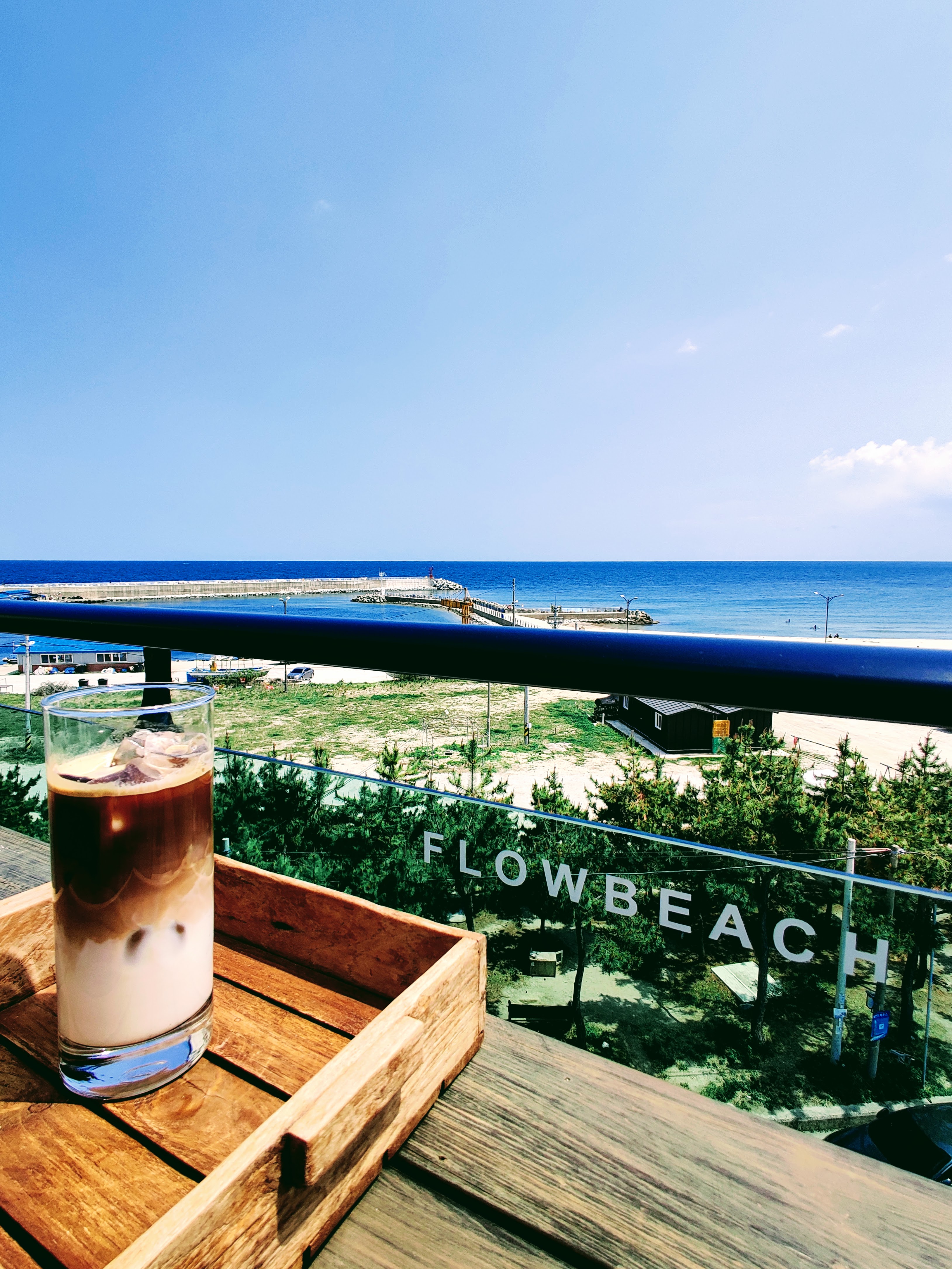 The view from Flowbeach Cafe in Yangyang, South Korea for a Guide for Sokcho and Seoraksan