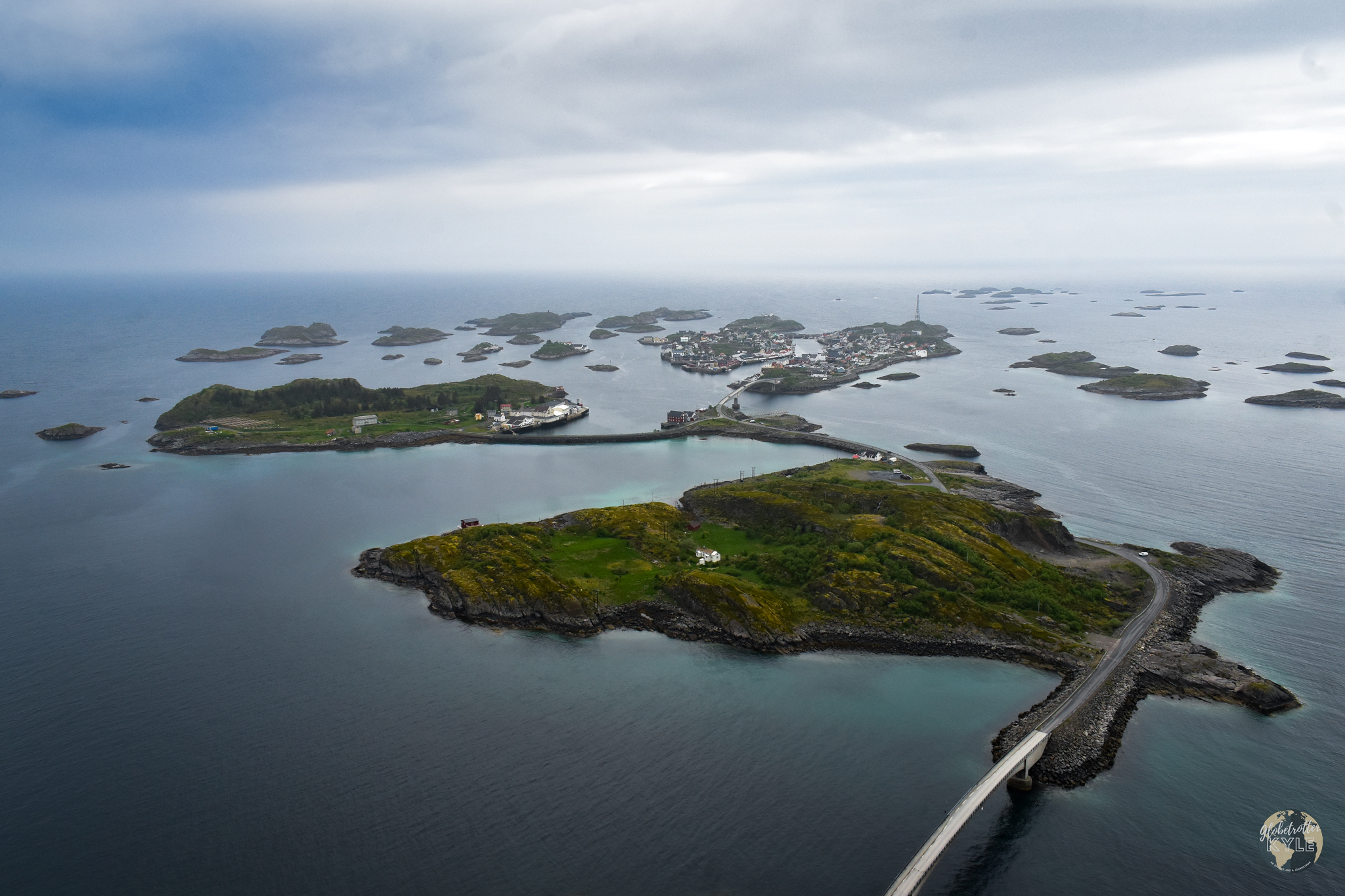 The Henningsvær archipelago seen from Festvågtind while hiking the Lofoten Islands