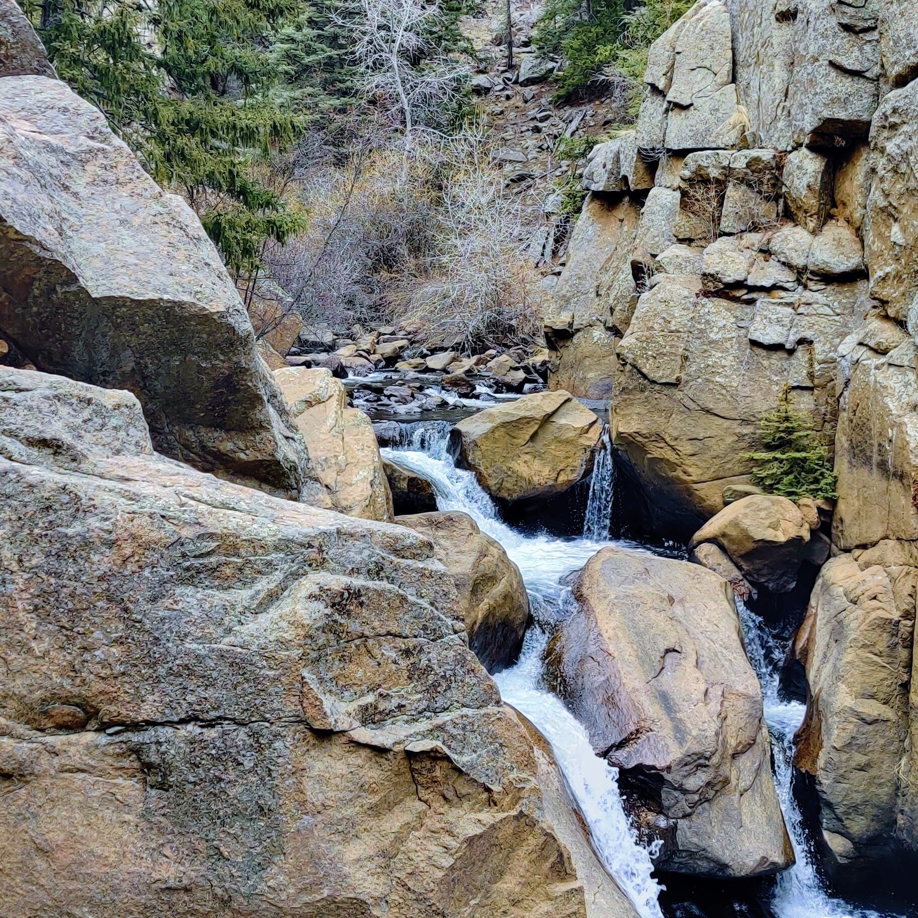 A river flowing through a rocky canyon
along the most unique hike in Colorado