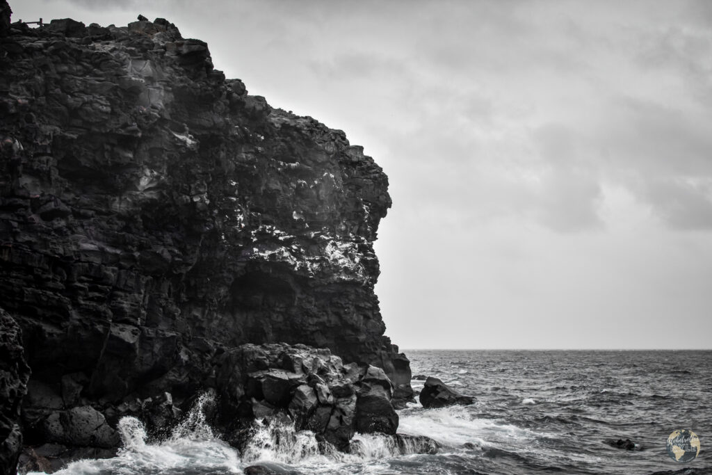 Dramatic waves crash on Marado island, the southern most point of South Korea, one of the what to do items on Jeju in the summer