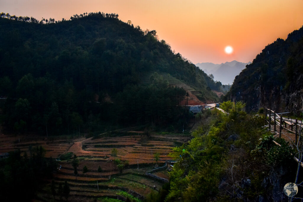 sunset in the ha giang mountains