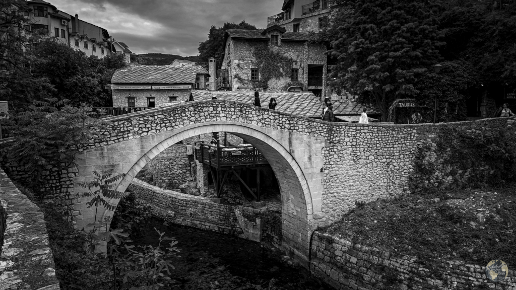 The Crooked Bridge in Mostar, Bosnia